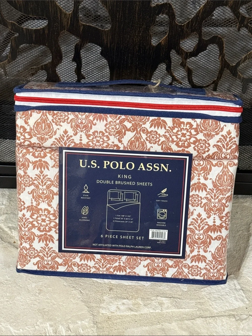 U.S. Polo Assn. Rust Floral King 6 Piece Sheet Set